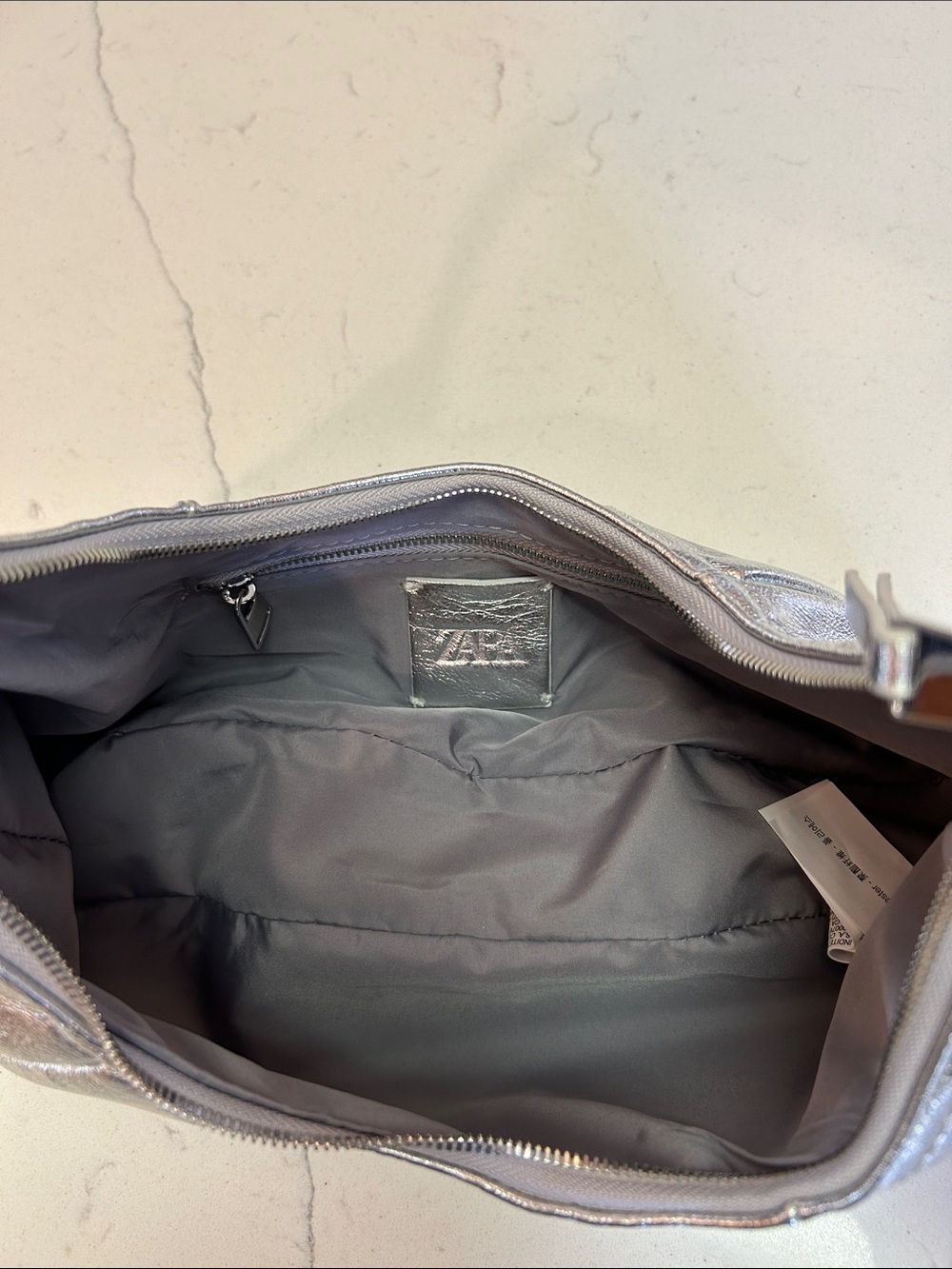 Zara Metallic Silver Crescent Shoulder Bag - Picture 8 of 13
